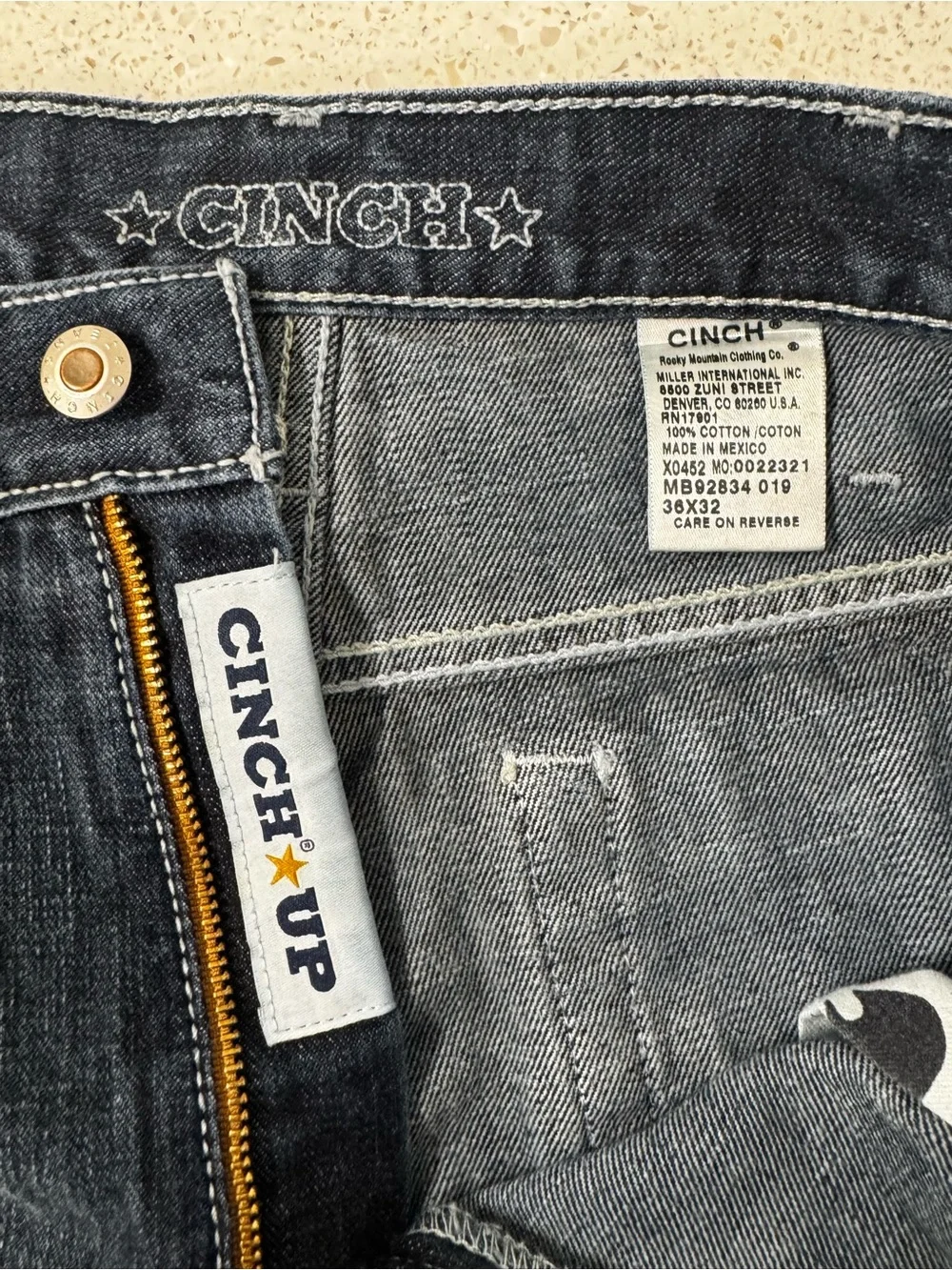 Cinch White Label Jeans Men 36x32 Blue Straight Denim Cowboy Western denim